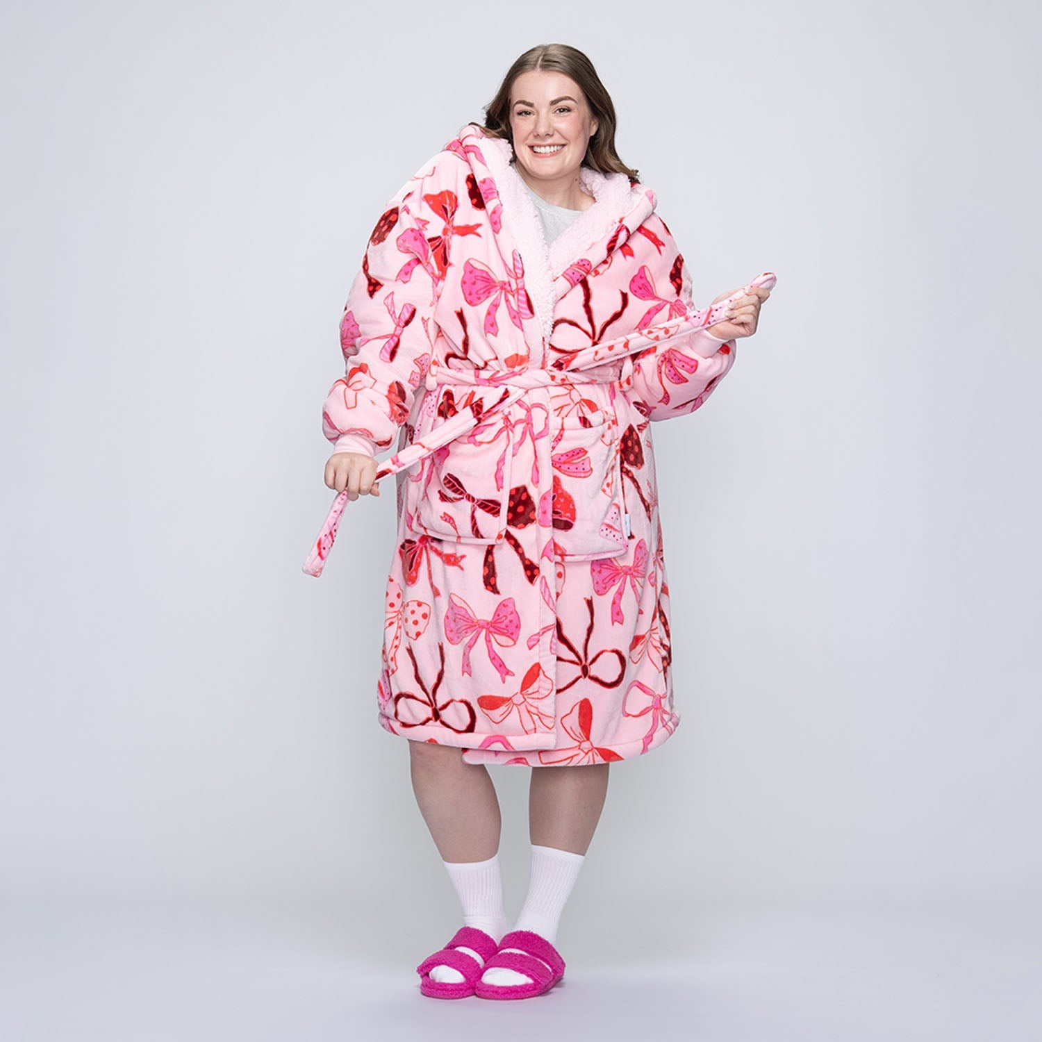 Pink Bows Sherpa Robe – The Oodie USA