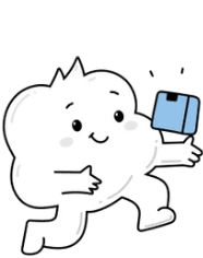 Cartoon cloud character holding a blue mailbox