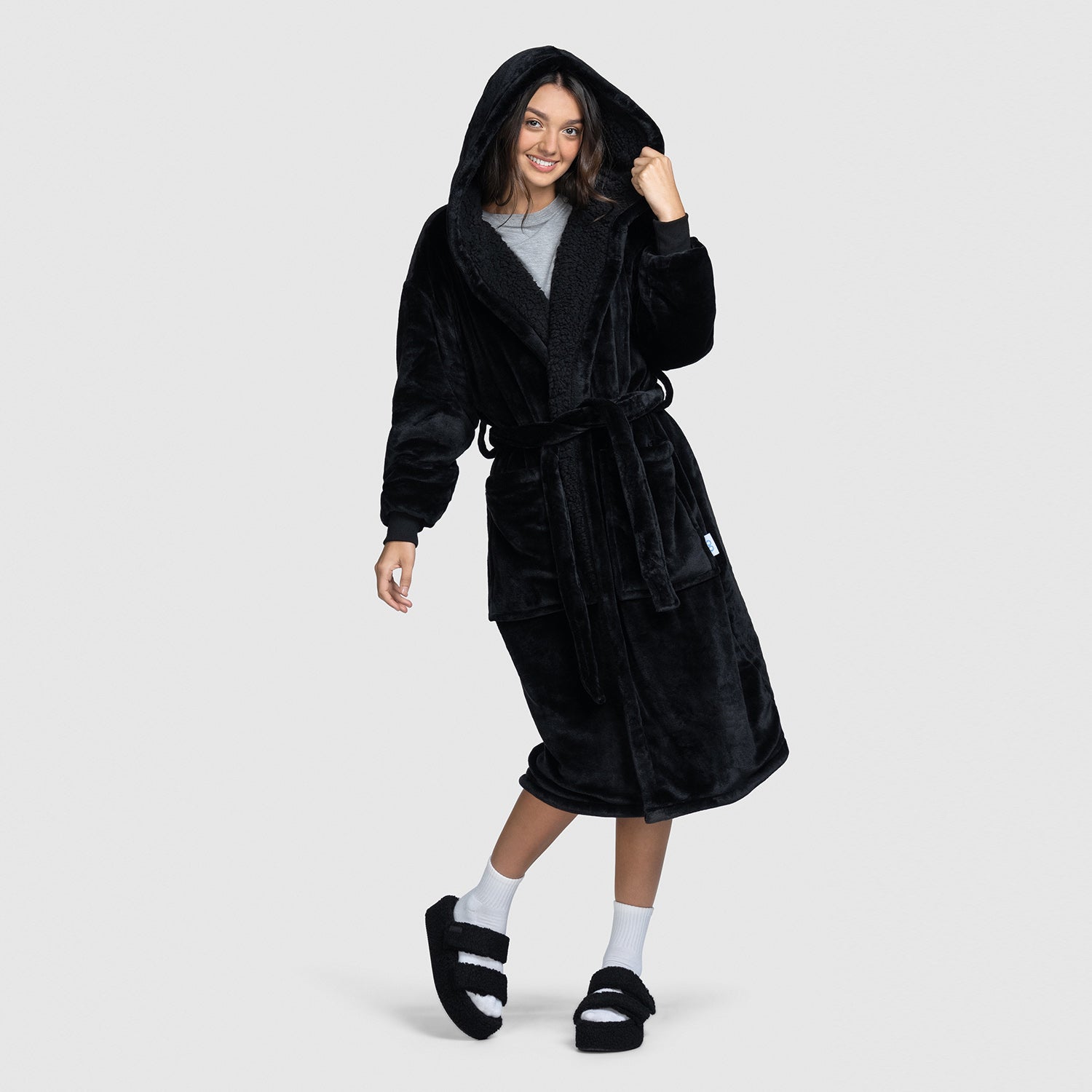ladies black hooded dressing gown Amazon.com: Oplxuo Animal Robe for Women Cute Ear Hooded Bathrobes Teens Girls Fleece Sleepwear Warm Nightgown Fuzzy Cozy Loungewear Black : Sports & Outdoors