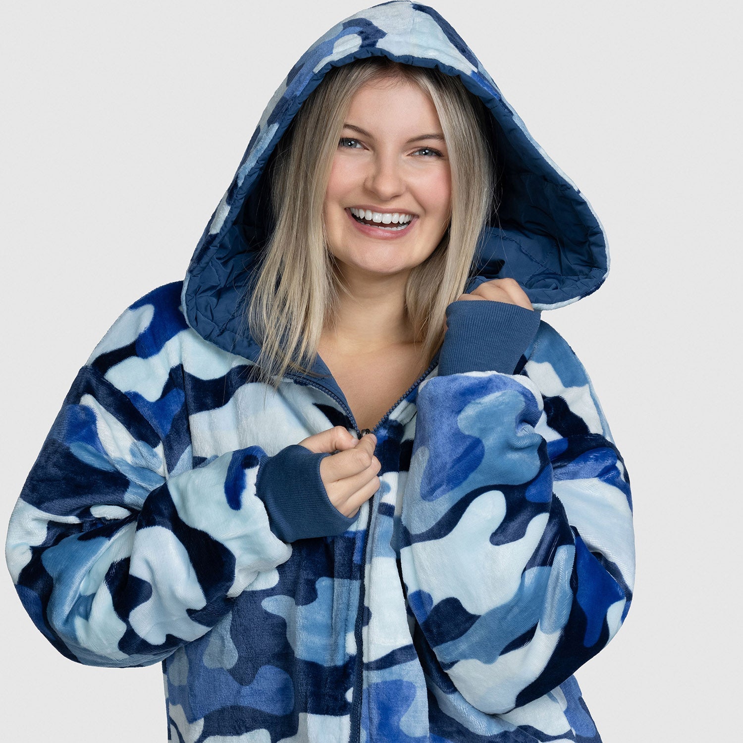 Hooded Blue Camouflage Jacket Navy/Blue Camo Outdoor Jacket – The