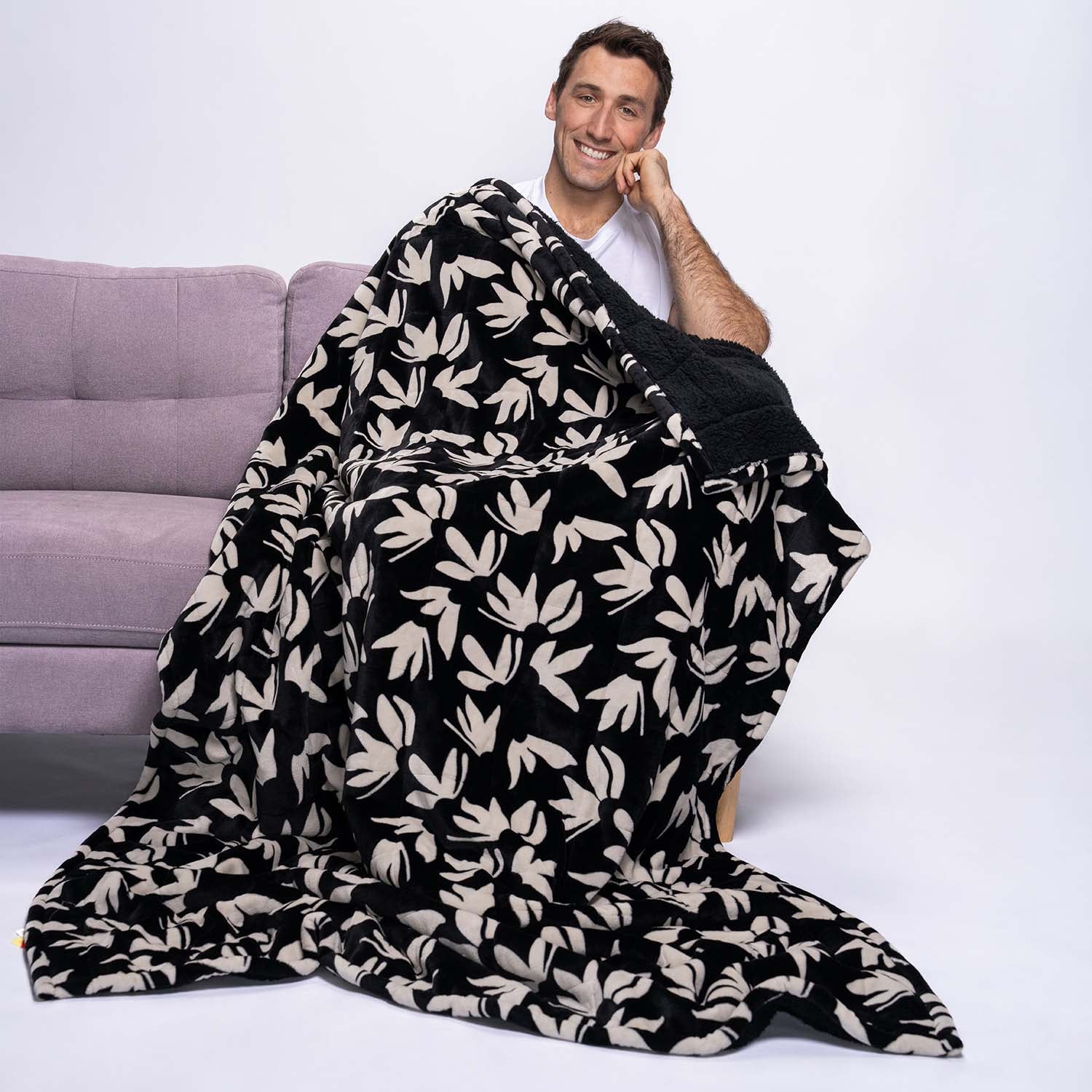 Black Floral Sherpa Blanket – The Oodie USA