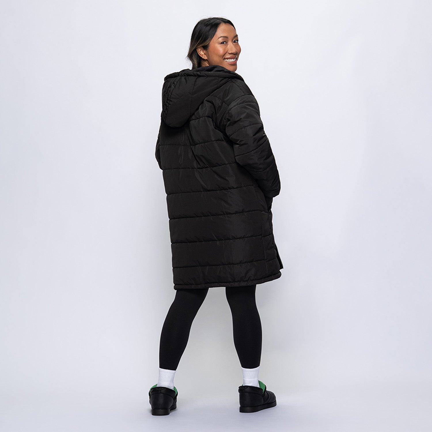 Black Zip Long Puffer Jacket – The Oodie USA