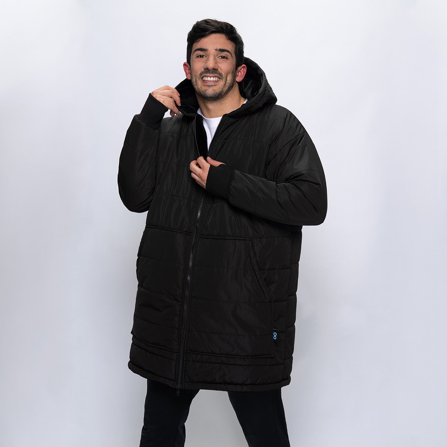 Black Zip Long Puffer Jacket – The Oodie USA