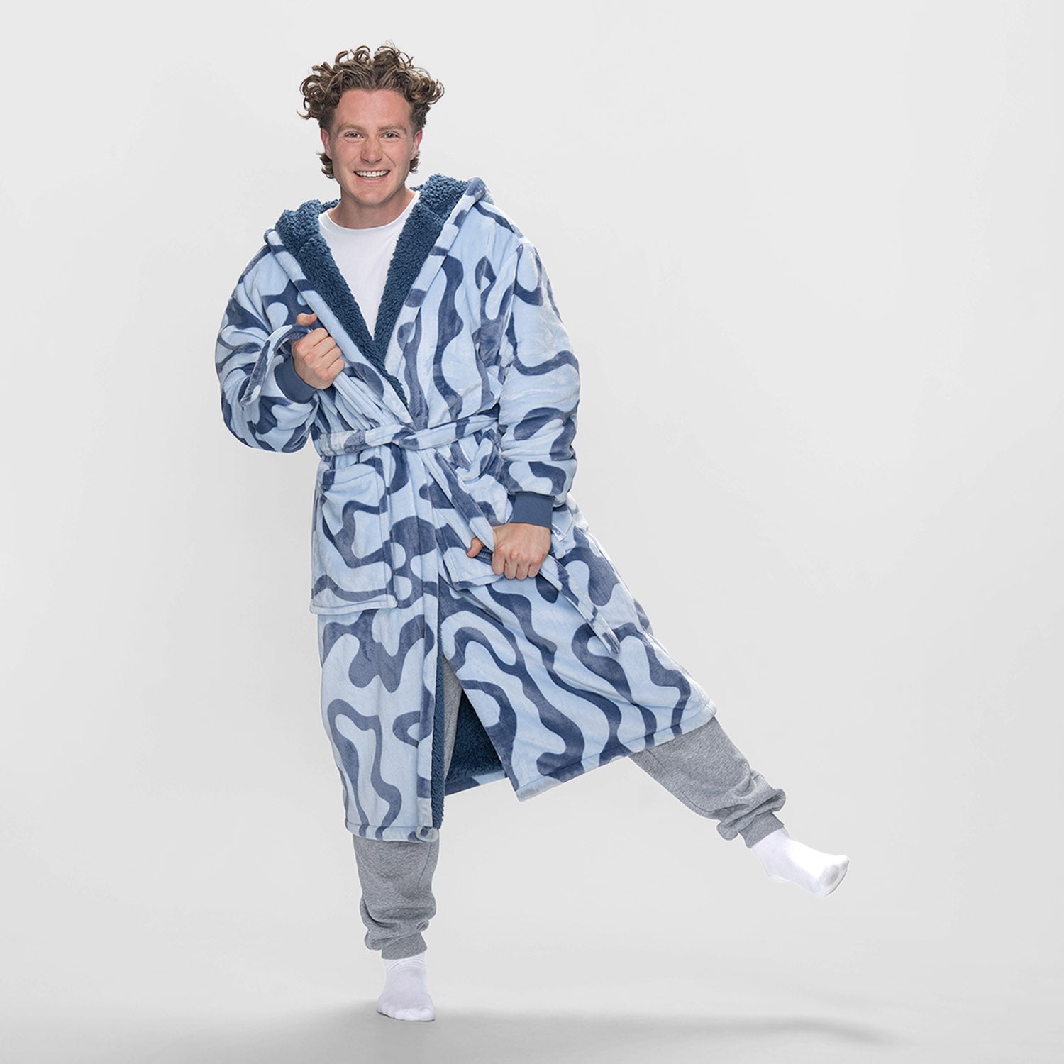 Sherpa Dressing Gown Sherpa Fleece Robe Blue Swirl