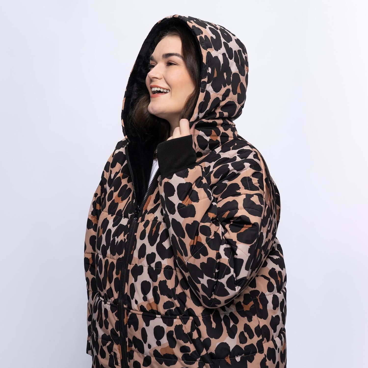 Leopard Print/Black Long Puffer Jacket – The Oodie USA