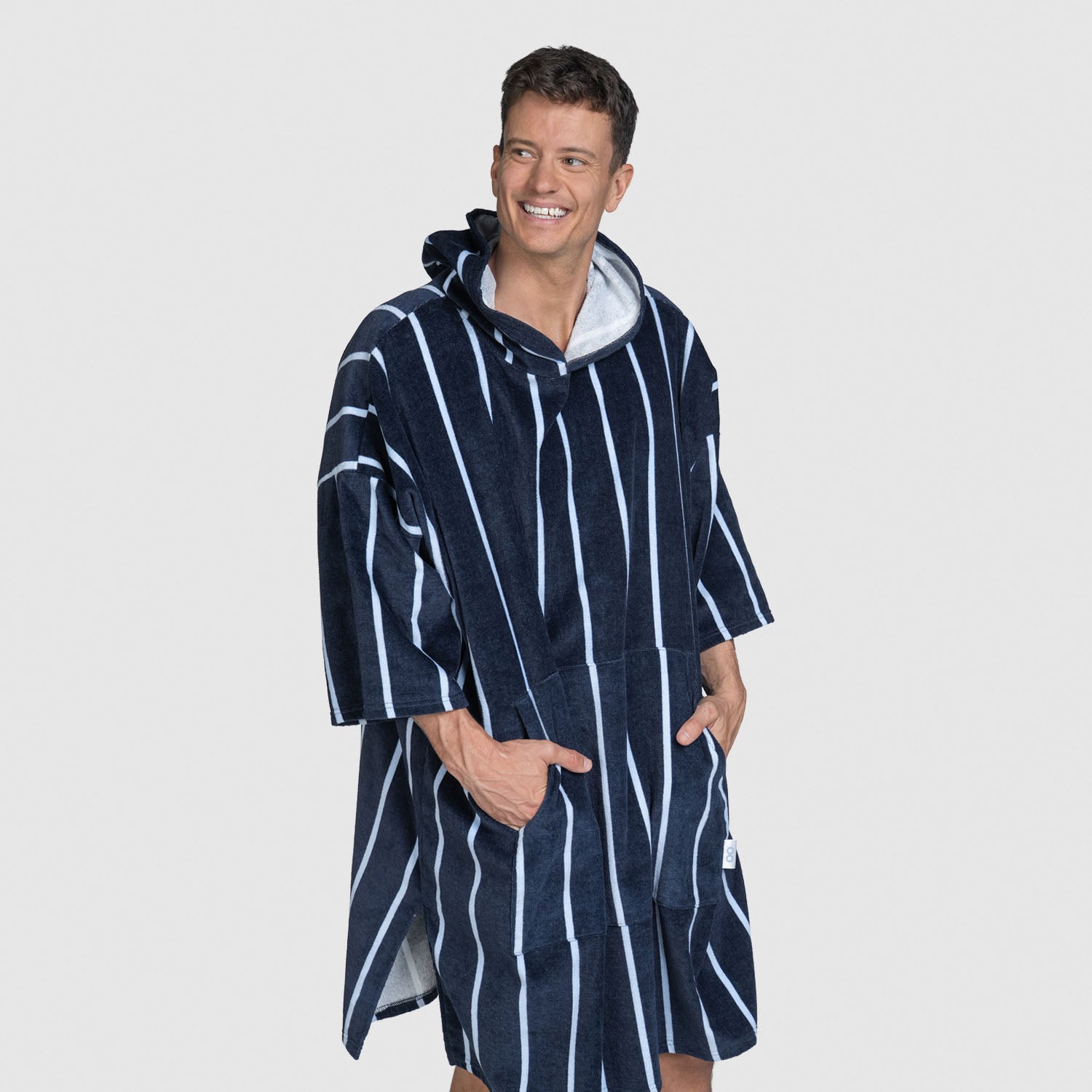 Long Navy Pin Stripe Poncho Towel – The Oodie USA