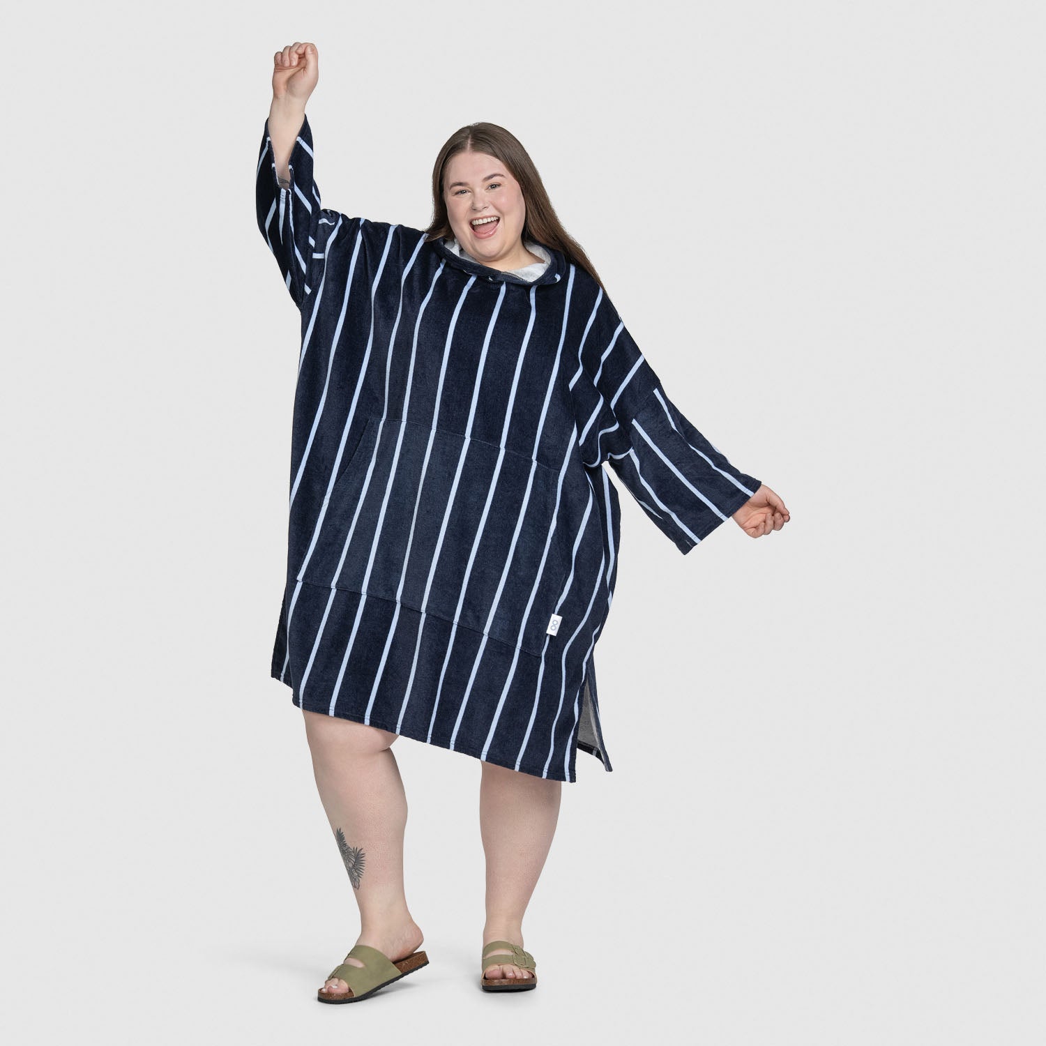 Long Navy Pin Stripe Poncho Towel – The Oodie USA