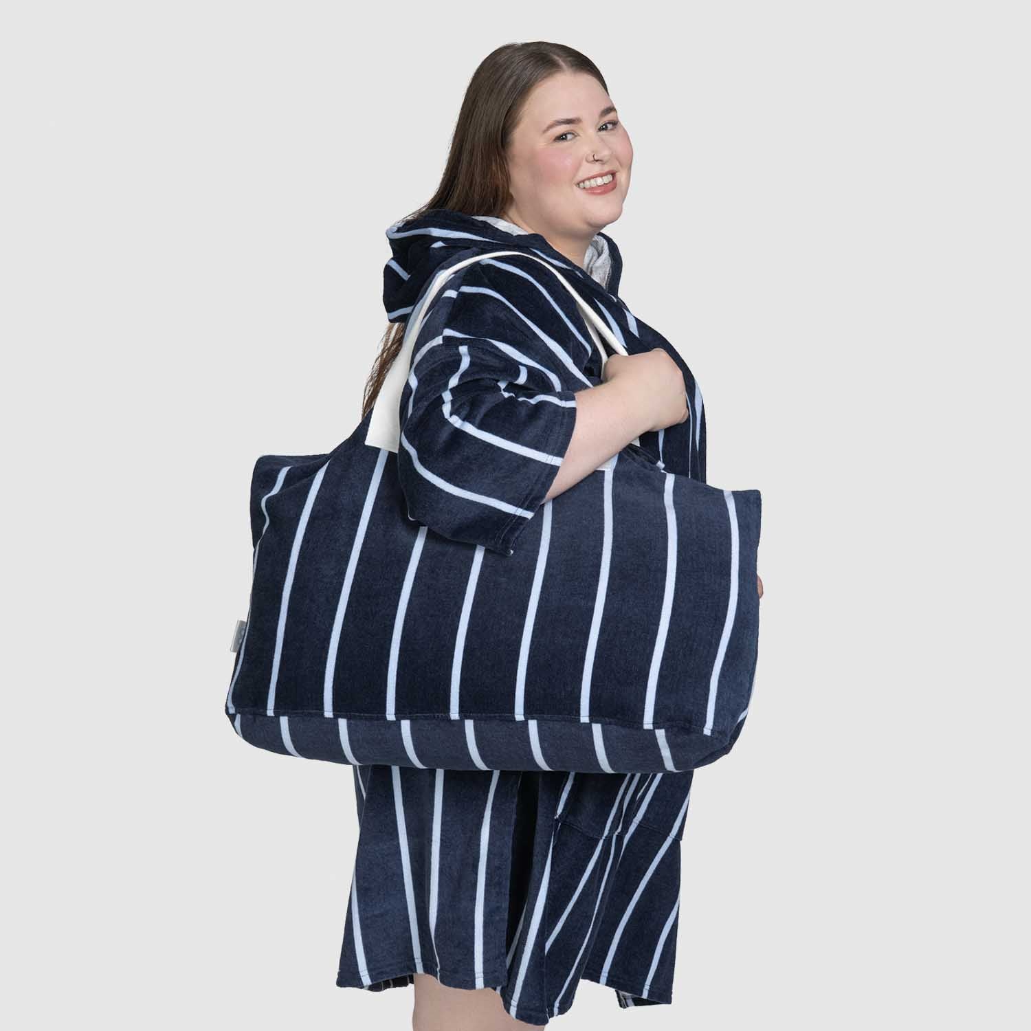 Navy Pin Stripe Towel Bag – The Oodie USA