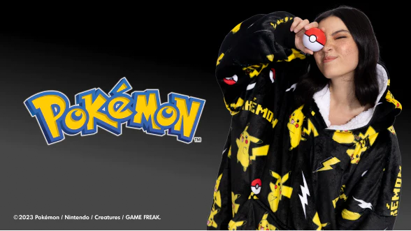 Pokemon Pikachu Snuggle Wrap Cape Soft Hooded Wearable Blanket