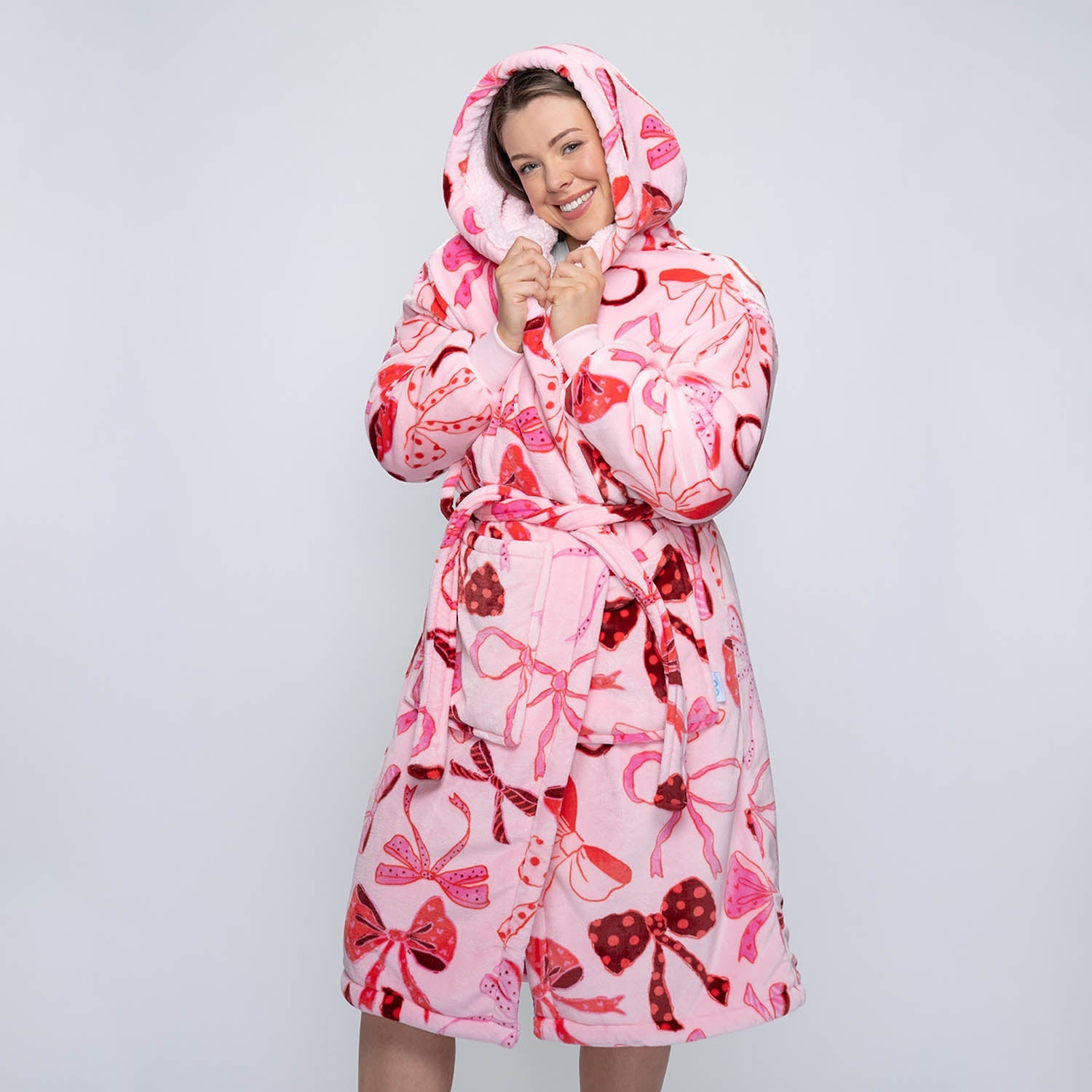 Sherpa Fleece Robe Pink Bows - The Oodie Sherpa Fleece Robe Pink Bows - The Oodie