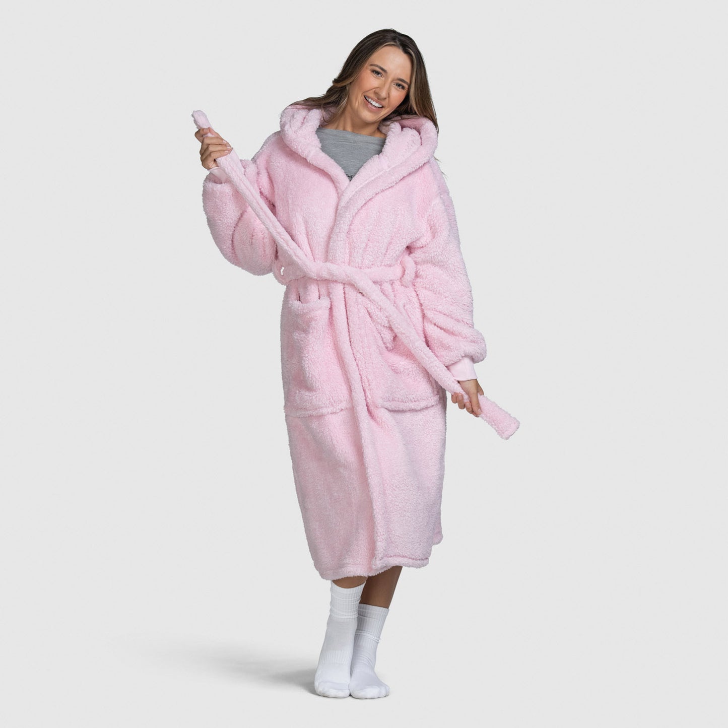 Fluffy Dressing Gown Fluffy Fleece Robe Pink