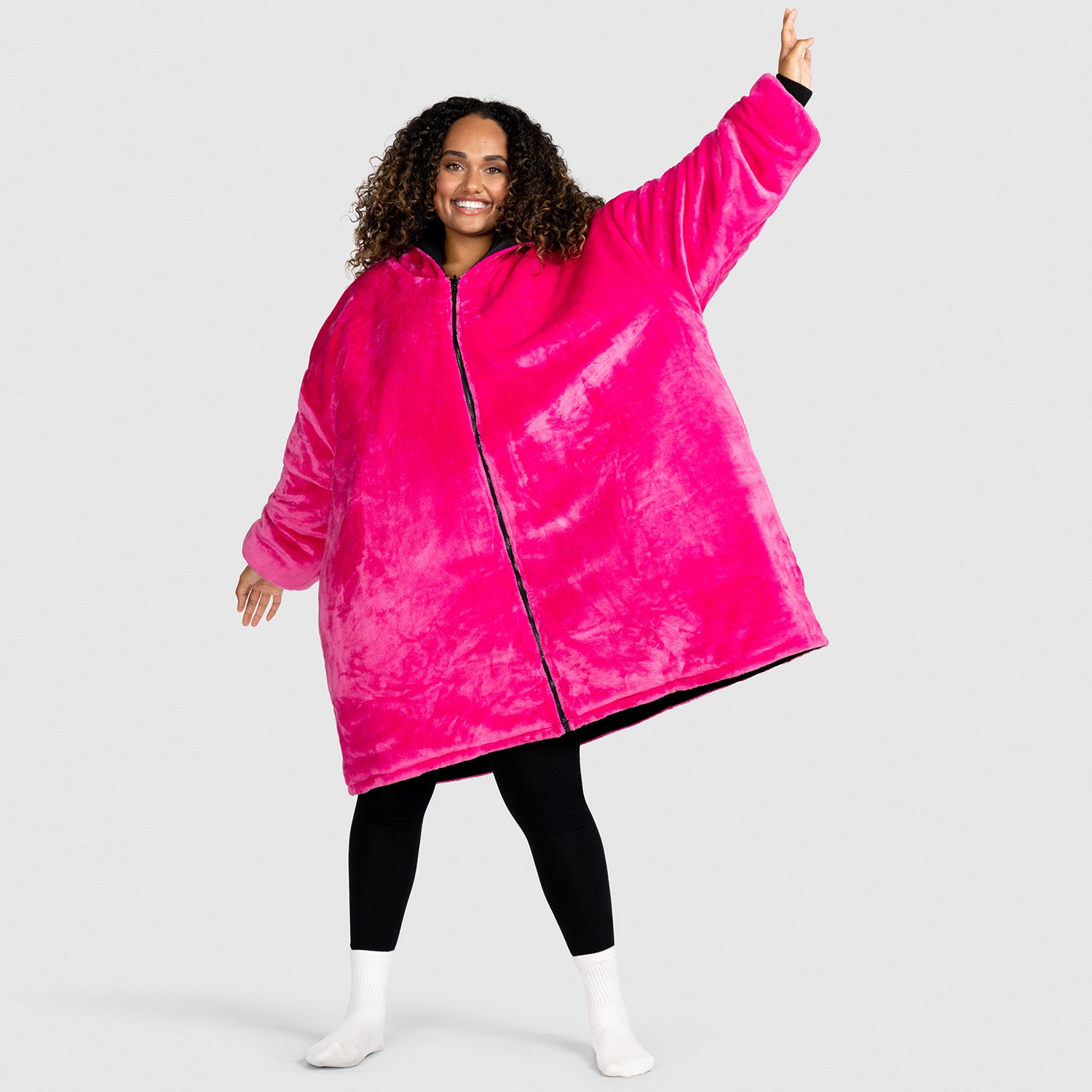 Bright Pink Zip Through Outdoor Oodie The Oodie USA