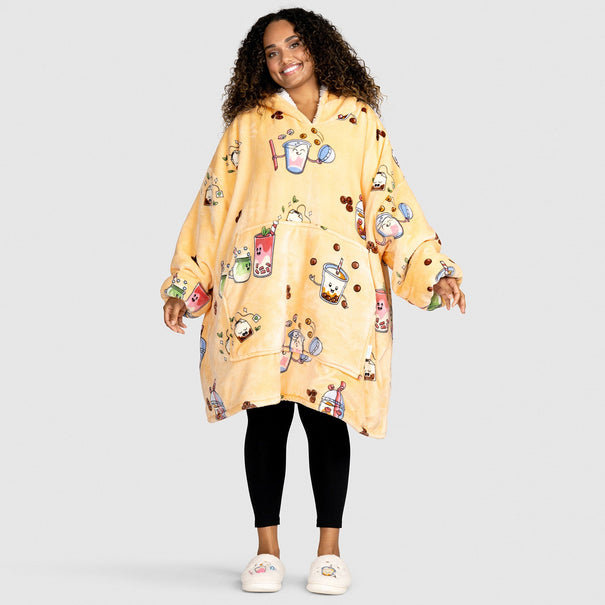 Luxe Kawaii Bubble Tea Couverture à capuche Snuddie Snoodie Snuggie Oodie  Oody Snoody Sweat à capuche de camping Sherpa esthétique et confortable  pour adultes -  France